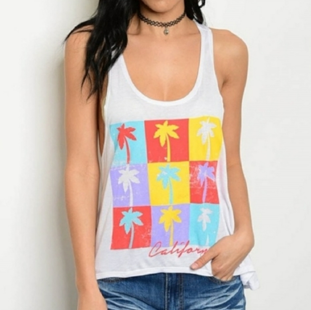 Clearance! New California Palm Tree Color Block Tank ☀️🏝
